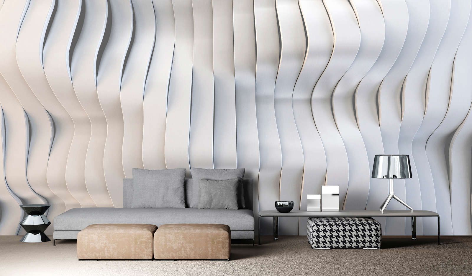             solaris 1 - Digital behang in futuristisch gestroomlijnd ontwerp - Zachte, licht parelmoerglanzende vliesstof
        