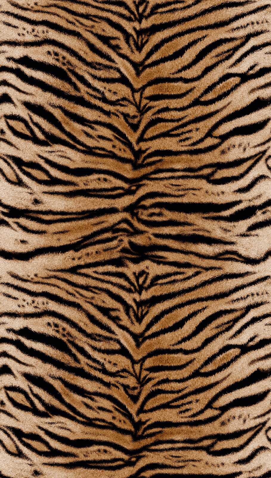             Peau de tigre exotique papier peint intissé avec une répétition de motifs à grande échelle - marron, noir
        