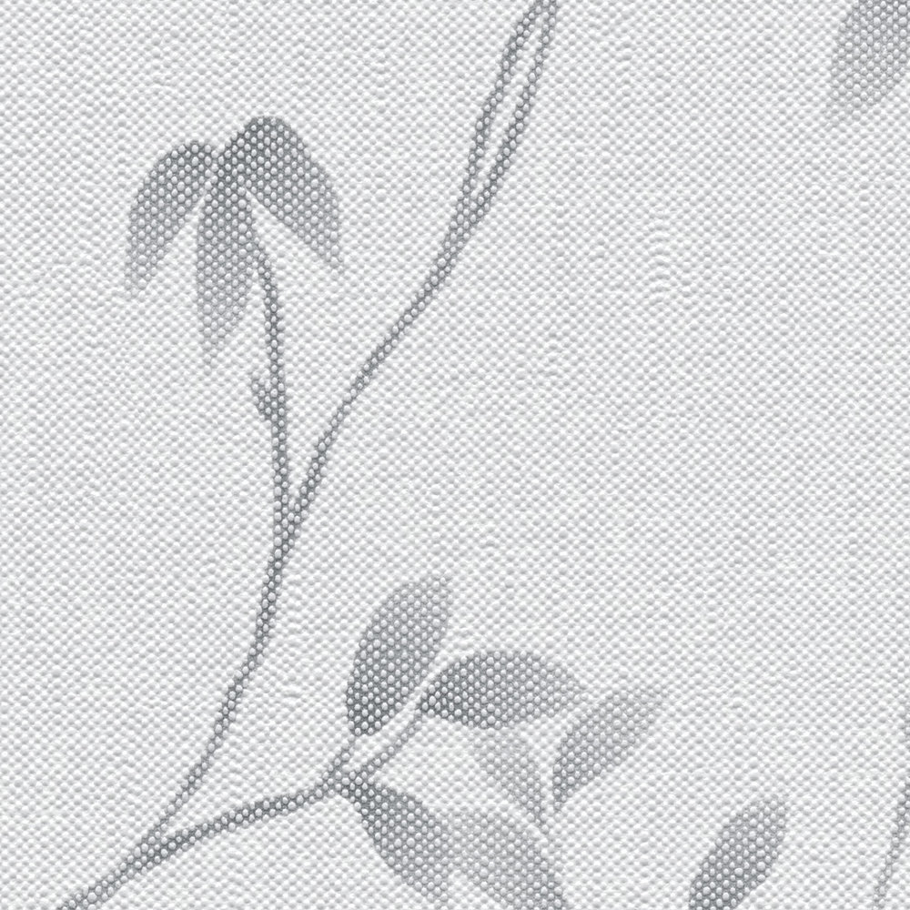             Textured non-woven wallpaper with tendrils and leaves in a simple look - grey, light grey
        