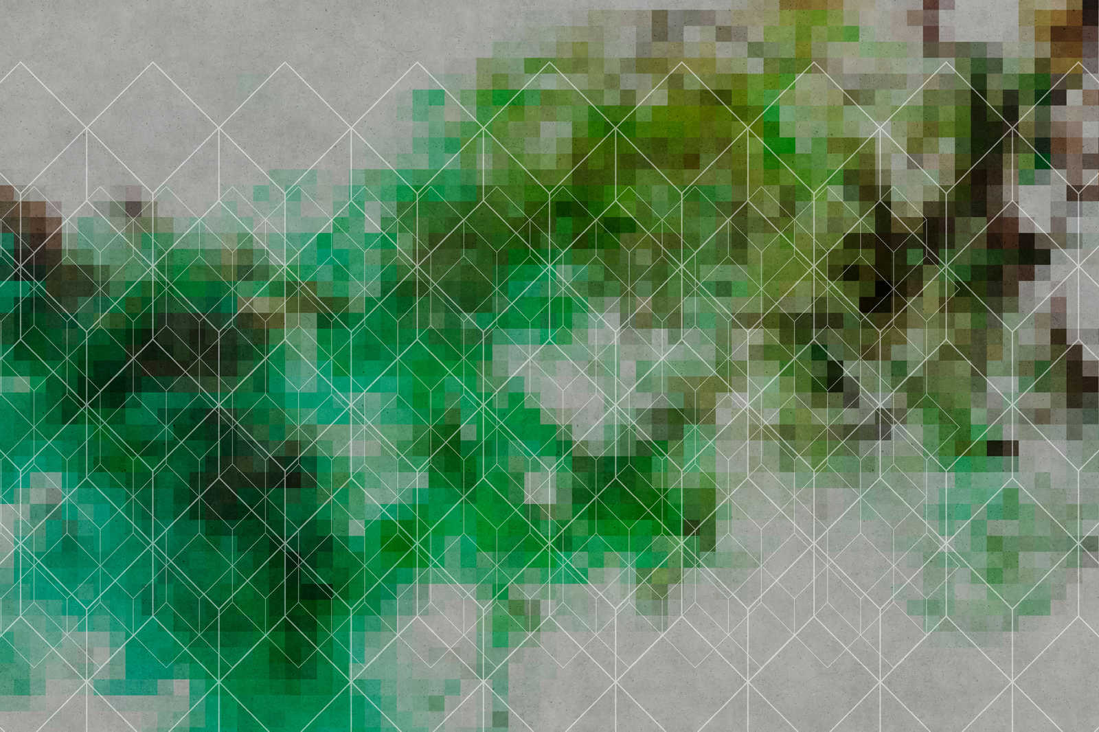             Quadro su tela Nuvole a colori e motivi lineari | verde, grigio - 1,20 m x 0,80 m
        
