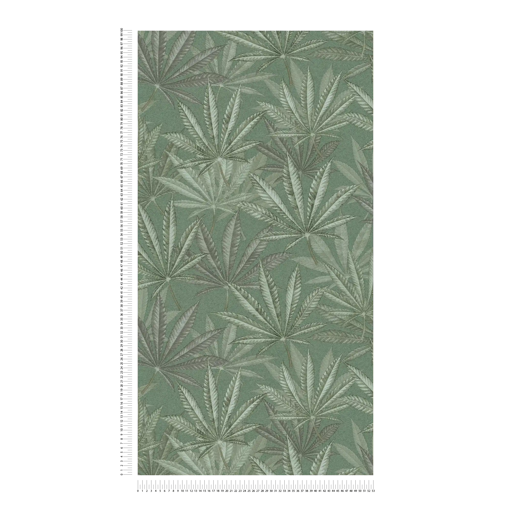             Non-woven wallpaper with leaf pattern in jungle look - green
        