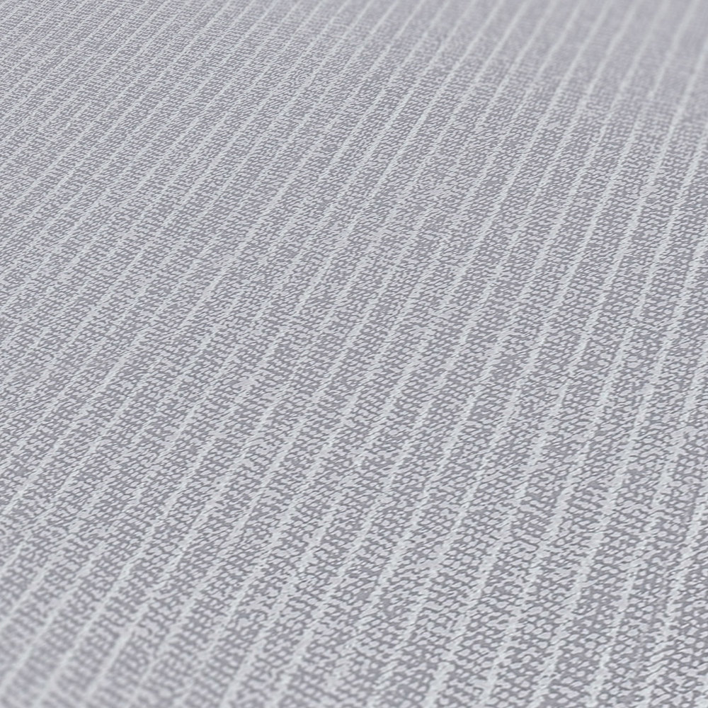             Papier peint ligné rayures étroites aspect textile - gris
        