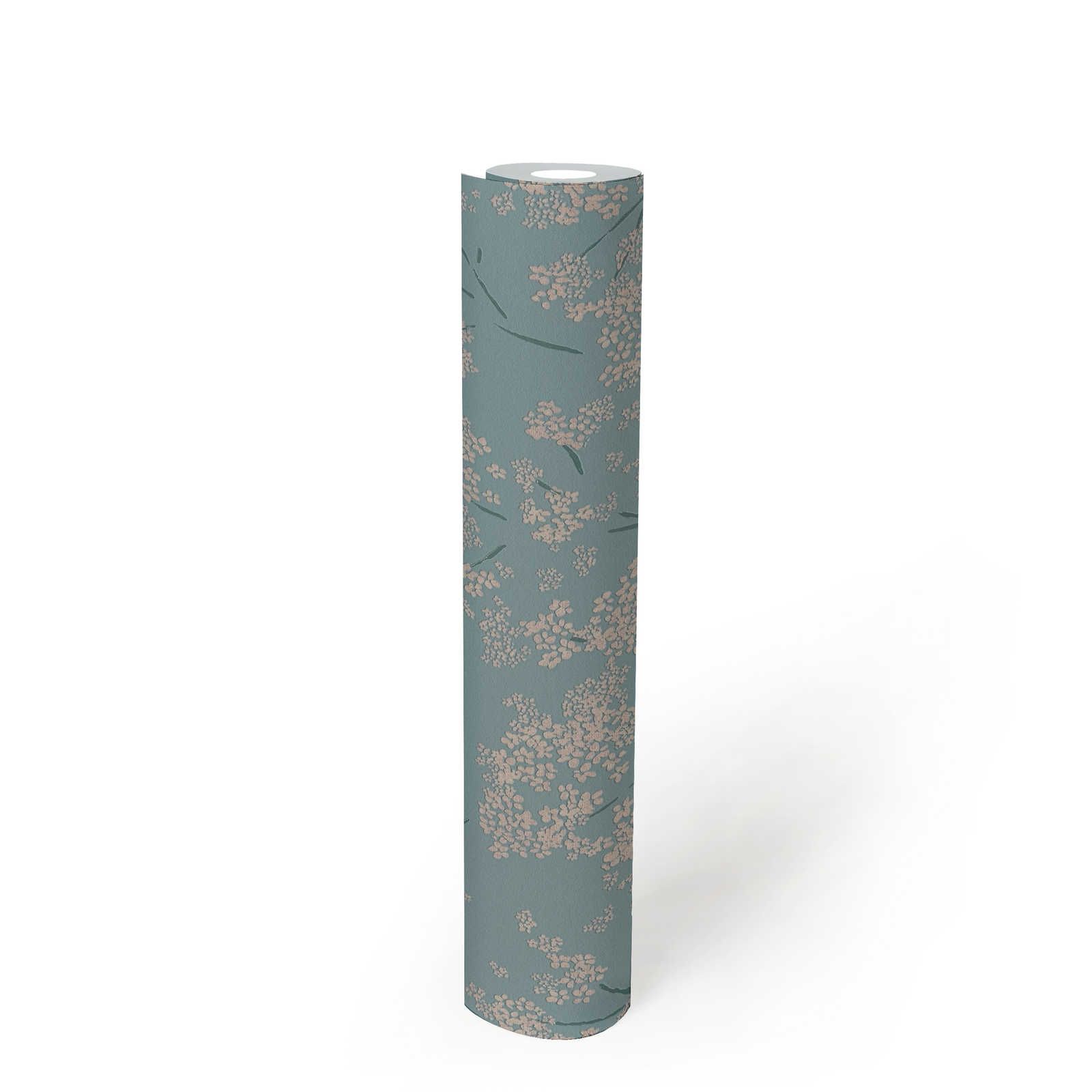             Floral non-woven wallpaper with abstract pattern - blue, beige, turquoise
        