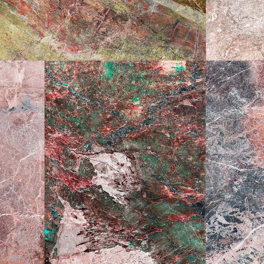             Photo wallpaper »mixed marble« - Marble Patchwork Design - Colourful | Matt, Smooth non-woven
        