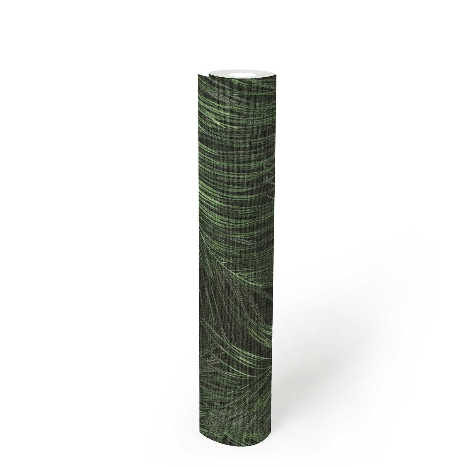             Single-coloured non-woven wallpaper with a textured effect in a simple shade - green, black
        