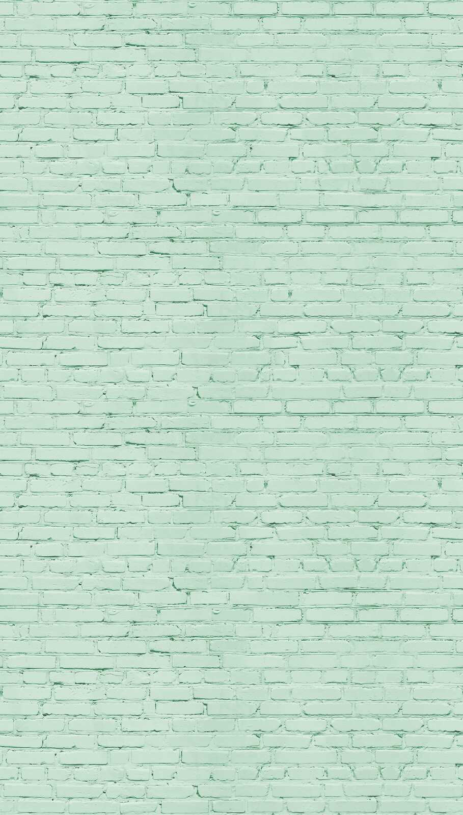             Stone wall non-woven wallpaper in a loft design and a large-scale pattern repetition - turquoise, green, blue
        