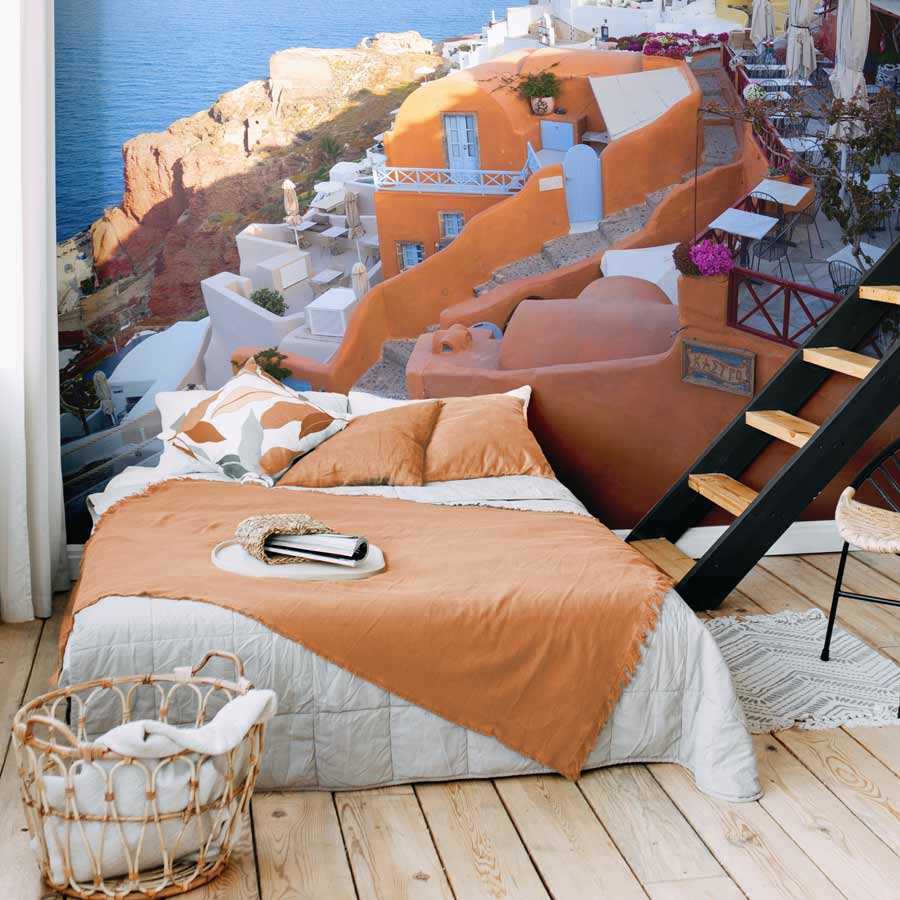 Mural Terrace on the Coast of Santorini - Matt Smooth Non-woven
