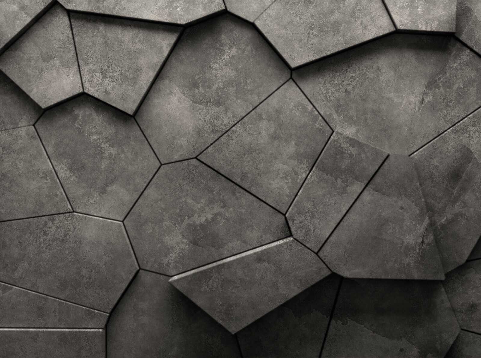             Powerful 3D photo wallpaper with concrete polygon pattern as non-woven wallpaper - black, anthracite, grey
        