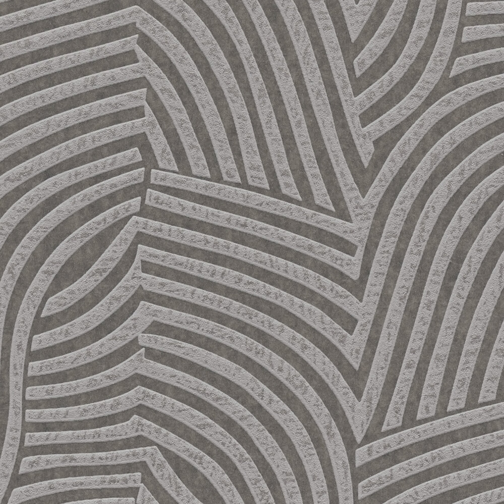             Daniel Hechter papier peint intissé avec motif de lignes ondulées sur fond brillant - gris, métallique
        