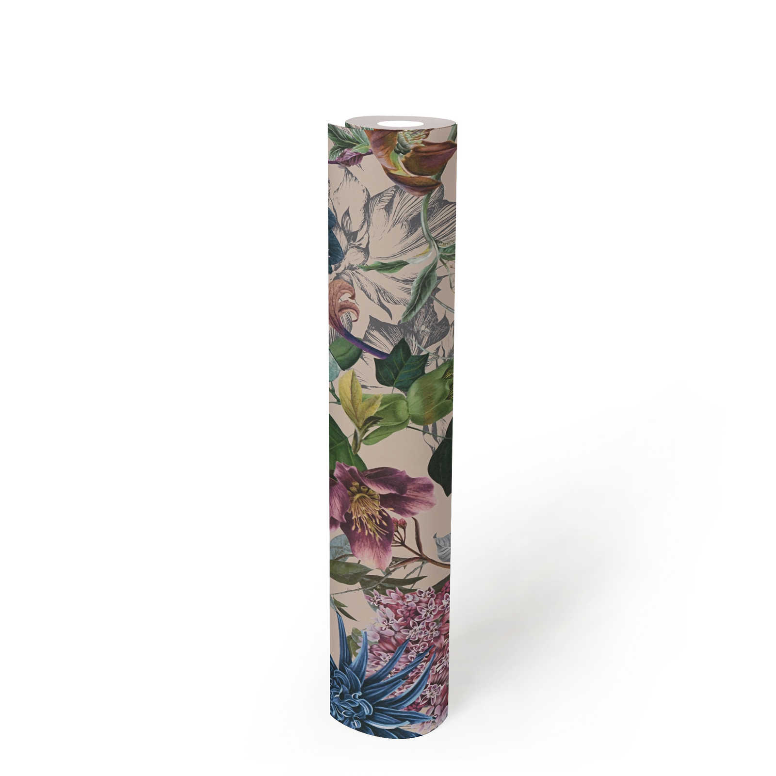             Papier peint Design floral avec des fleurs colorées - multicolore
        