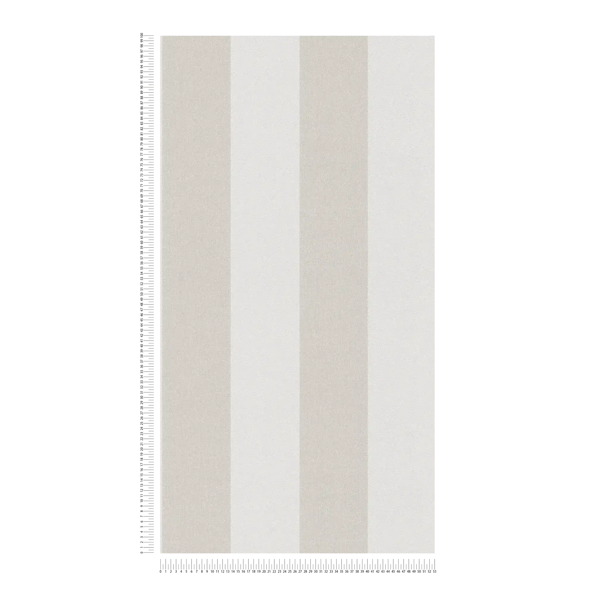             Non-woven wallpaper with textile texture and block stripes - brown, beige, cream
        