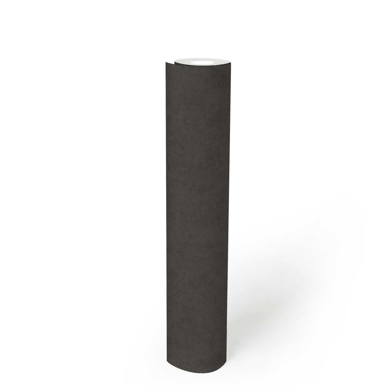             Finely textured plain non-woven wallpaper - black
        