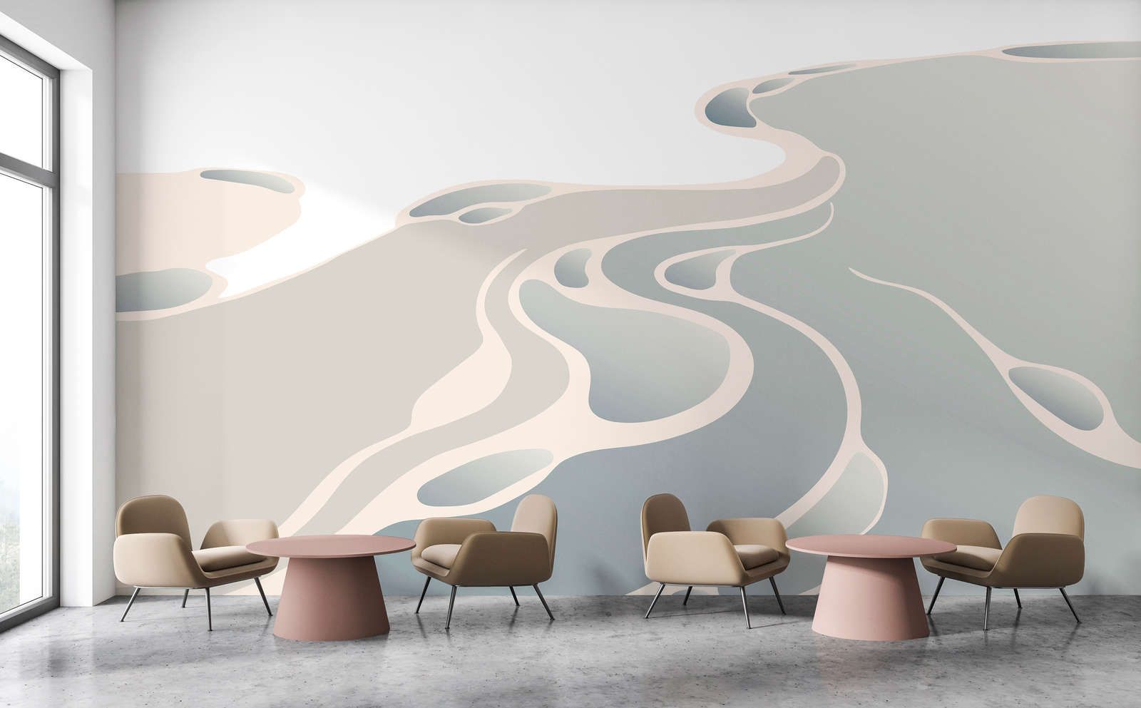             Digital behang »delta« - Abstract woestijnlandschap - Soepele, licht parelmoerachtige vliesstof
        