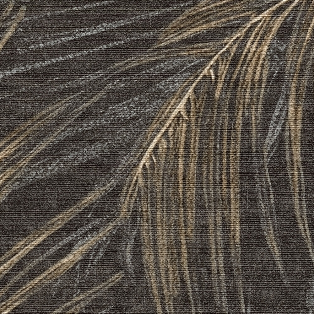             Magnificent non-woven wallpaper in palm tree look - black, beige, brown
        