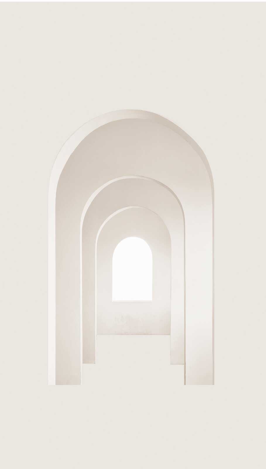             Arches et fenêtres élégantes comme papier peint intissé 3D donnant une illusion de profondeur - crème, beige
        