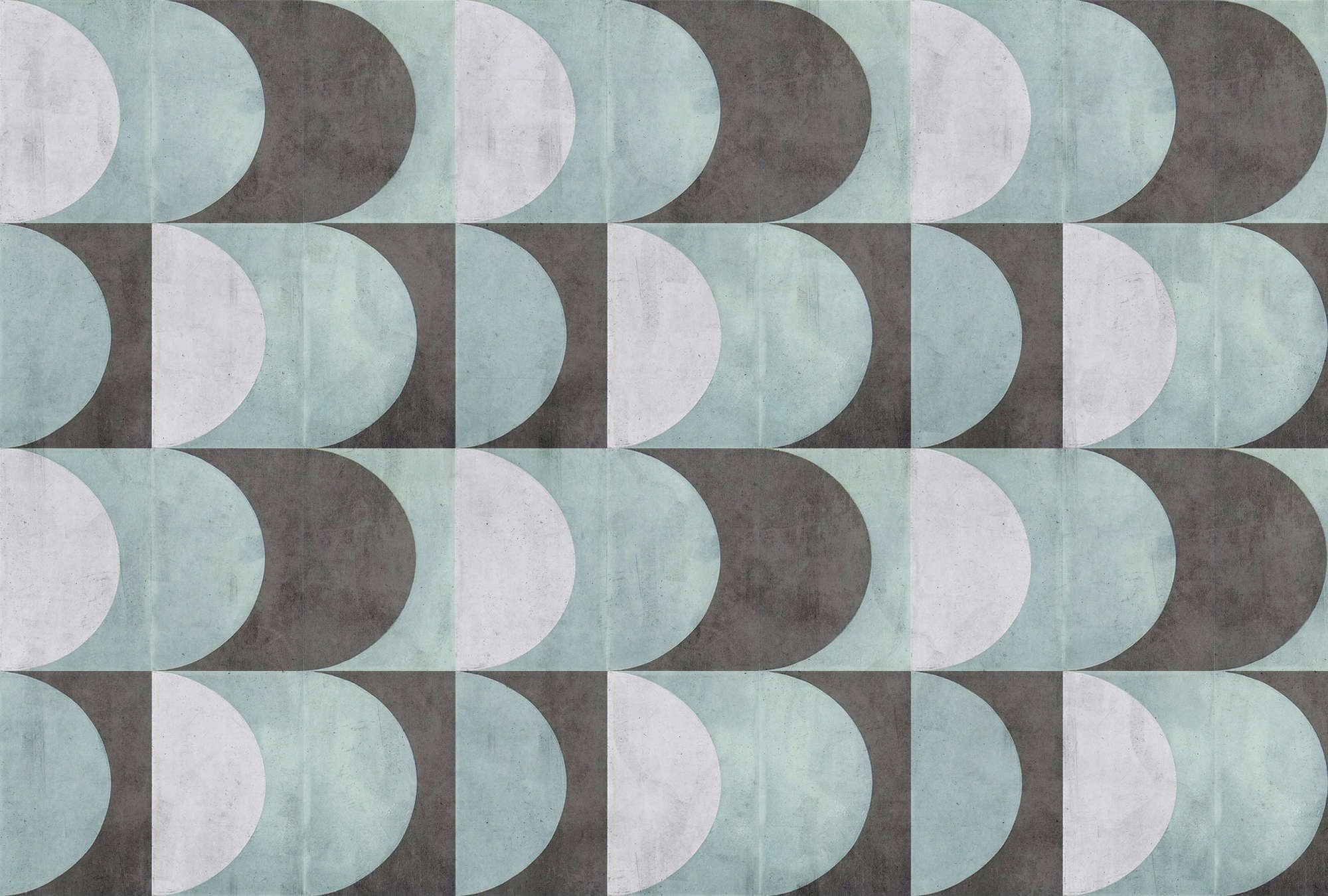             Digital behang »julek 2« - retro patroon in betonlook - mintgroen, grijs | mat, glad vlies
        
