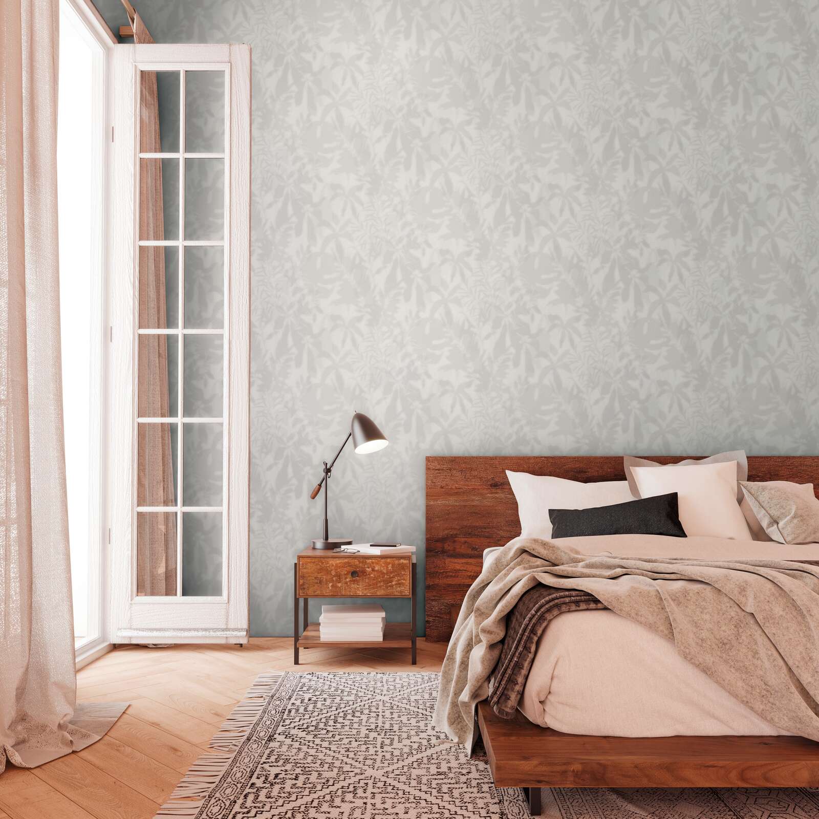             Daniel Hechter Elegant non-woven wallpaper with a subtle leaf pattern - grey, cream
        