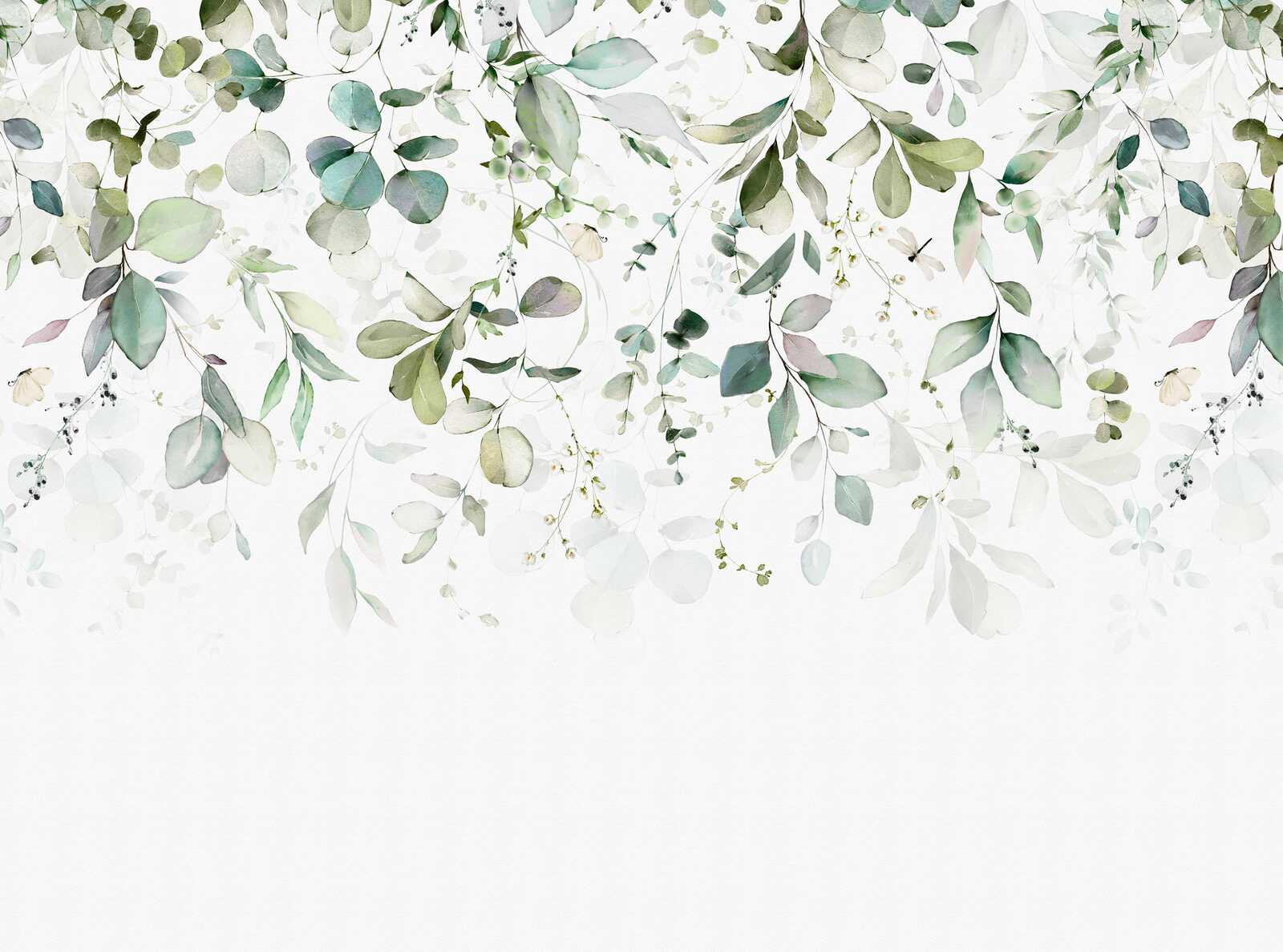             Eucalyptus leaf tendrils non-woven wallpaper as a photo wallpaper in watercolour design - green, blue, white
        