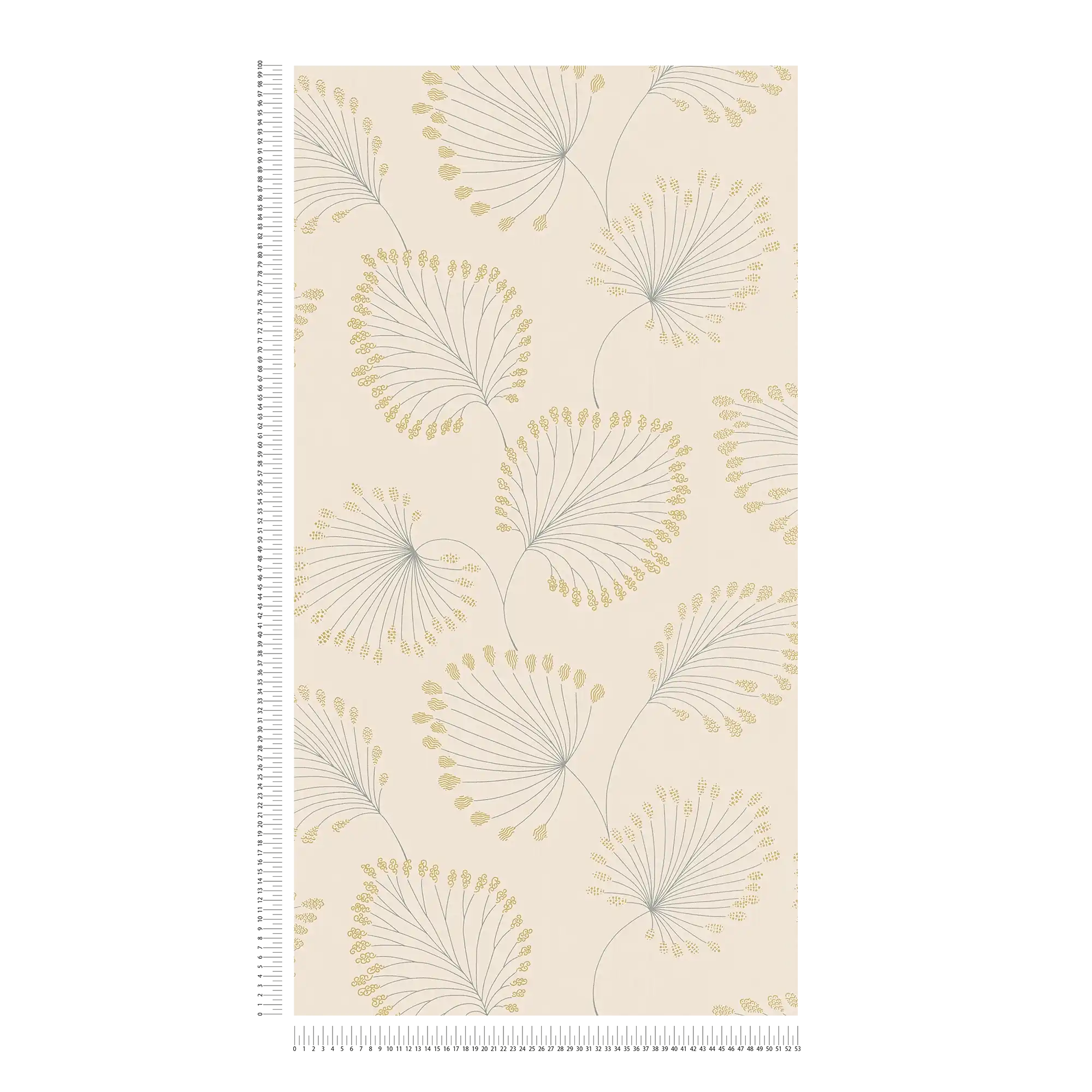             Modern non-woven wallpaper with leaves design & gold effect - beige
        