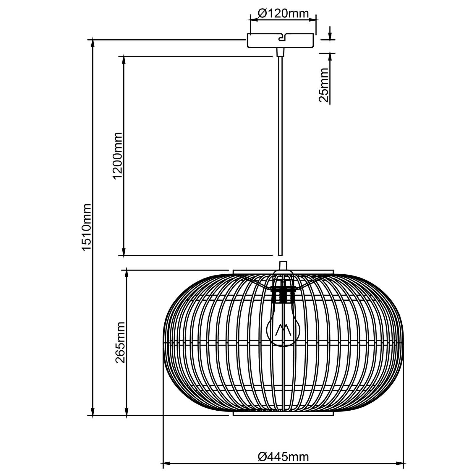             Lámpara colgante de madera - Viktor 4 - Marrón
        