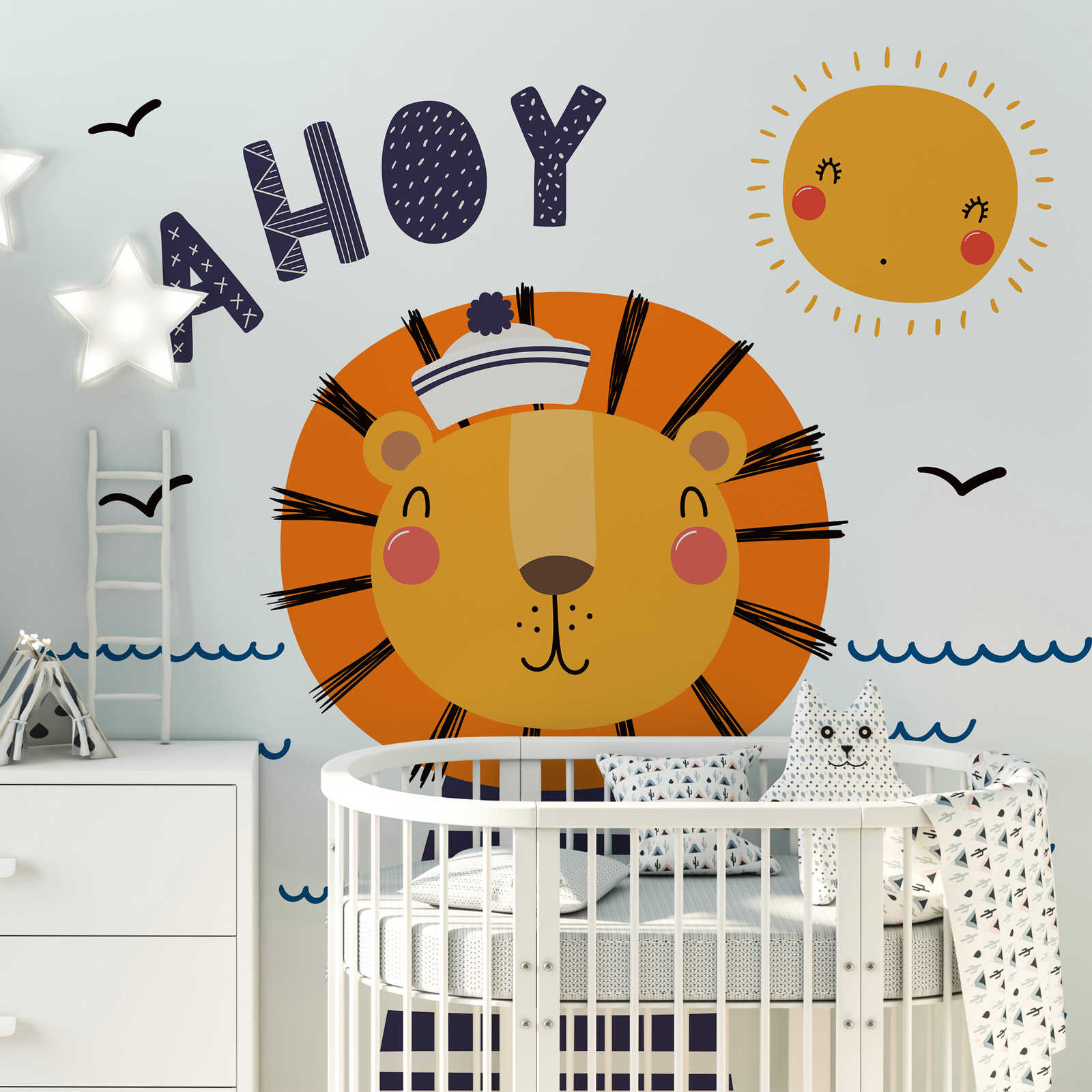 papiers peints à impression numérique pour chambre d'enfant avec un pirate lion - intissé lisse & légèrement brillant
