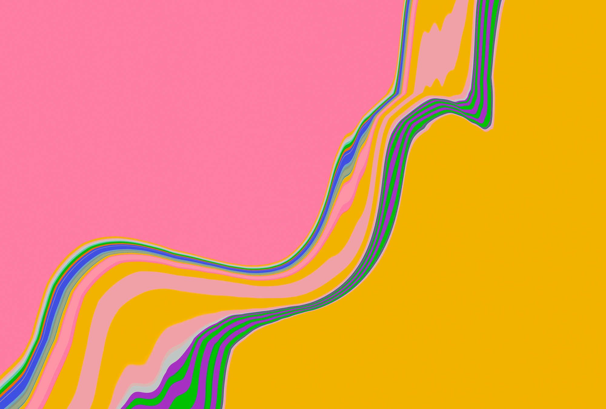             Digital behang »nexus« - Abstract golfontwerp - Roze, oranje | Soepele, licht parelmoerglanzende vliesstof
        