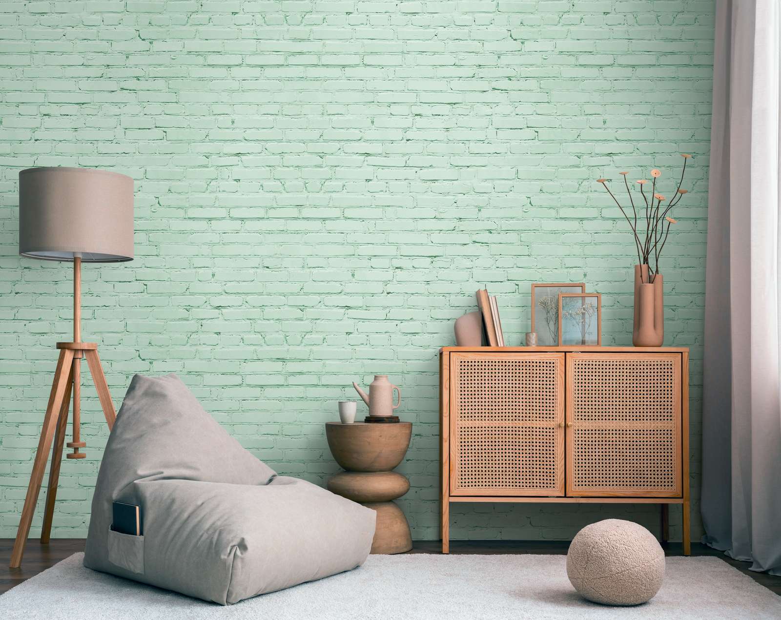             Mur de pierres papier peint intissé dans un design loft et une répétition de motifs à grande échelle - turquoise, vert, bleu
        