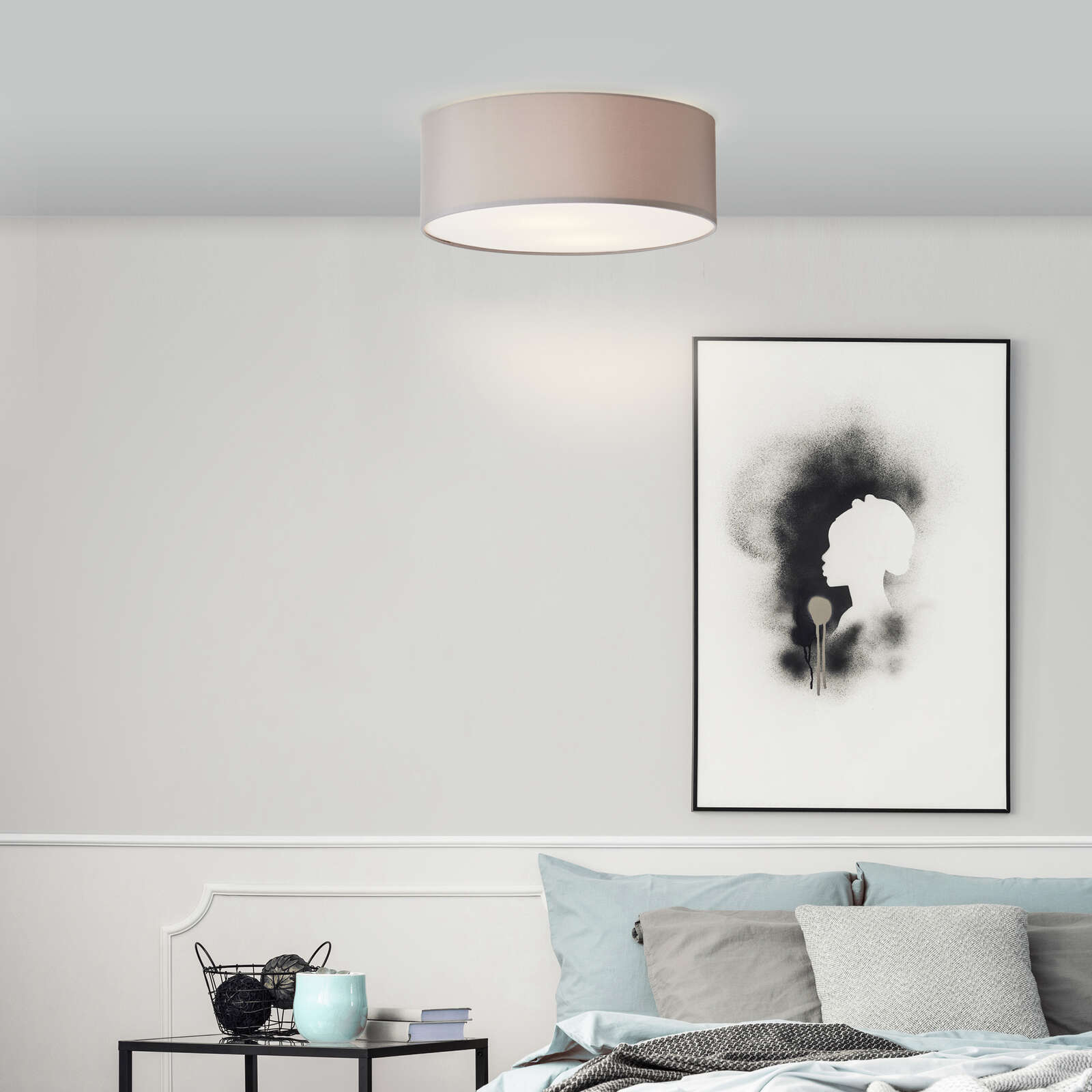             Textiele plafondlamp - Alina - Grijs
        