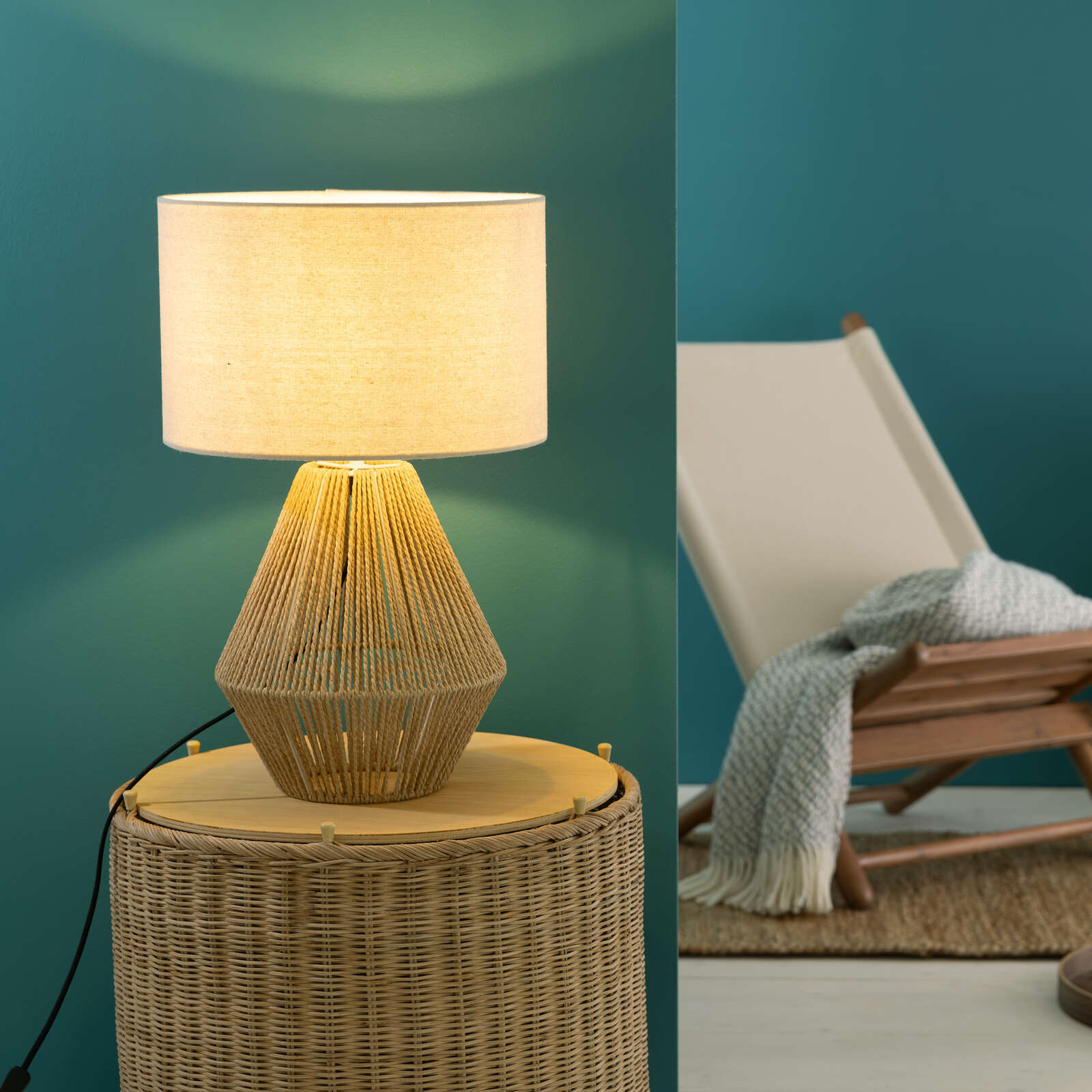             Lampe de table en textile - Konrad - Beige
        