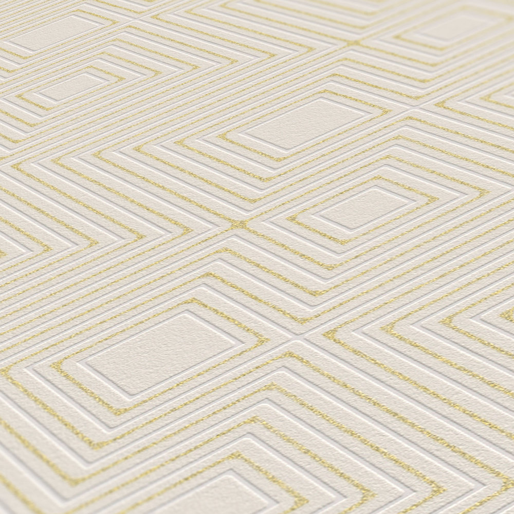             Wallpaper with geometric design & glitter - beige
        