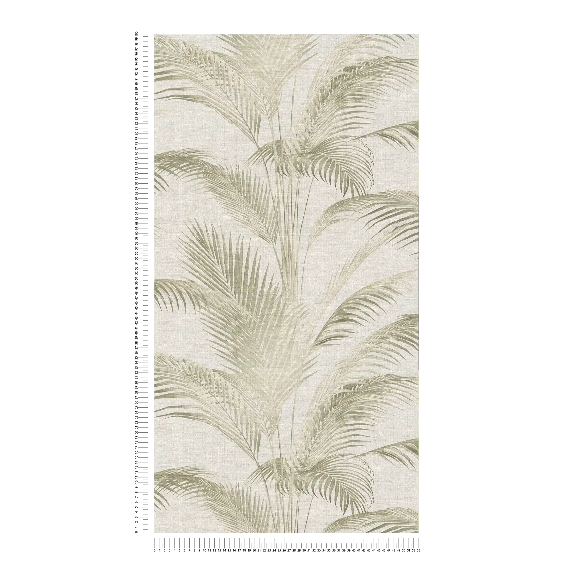             Non-woven wallpaper with palm leaves in vintage style - cream, green
        