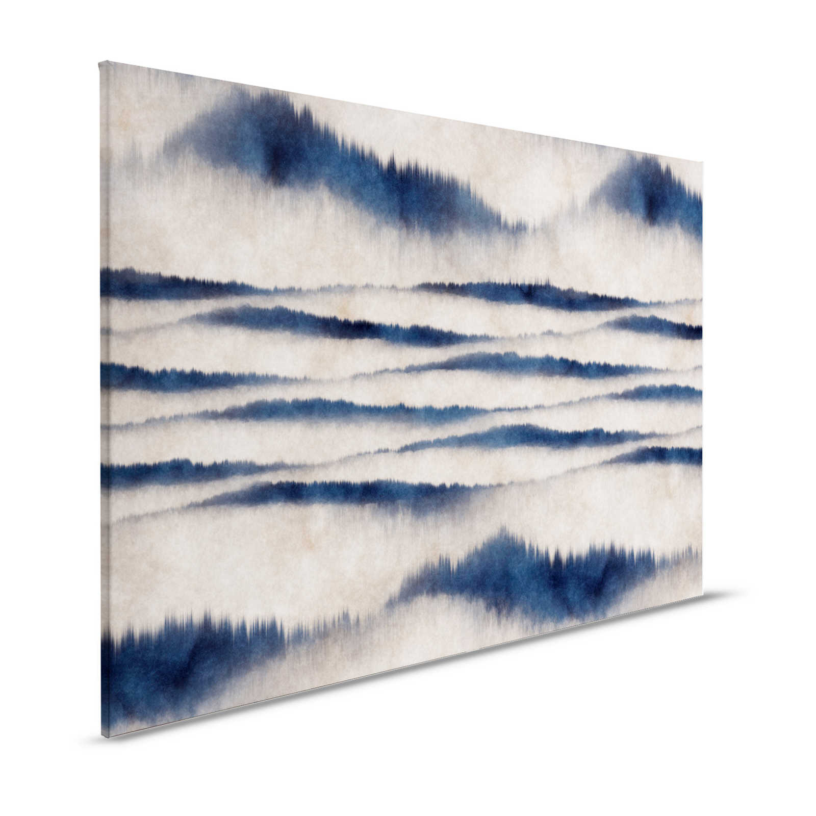 Cuadro abstracto ondas | azul, blanco - 1,20 m x 0,80 m
