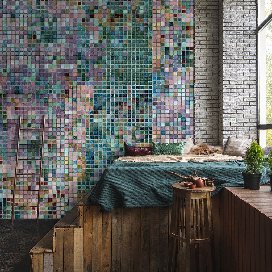 Fotomural »grand central« - Motivo de mosaico en colores vivos - Material sin tejer liso, ligeramente nacarado
