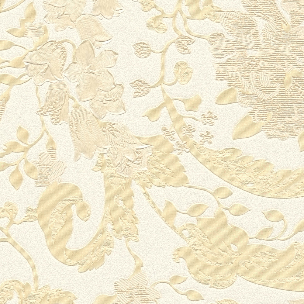             VERSACE wallpaper flower tendrils ornament - cream, metallic
        