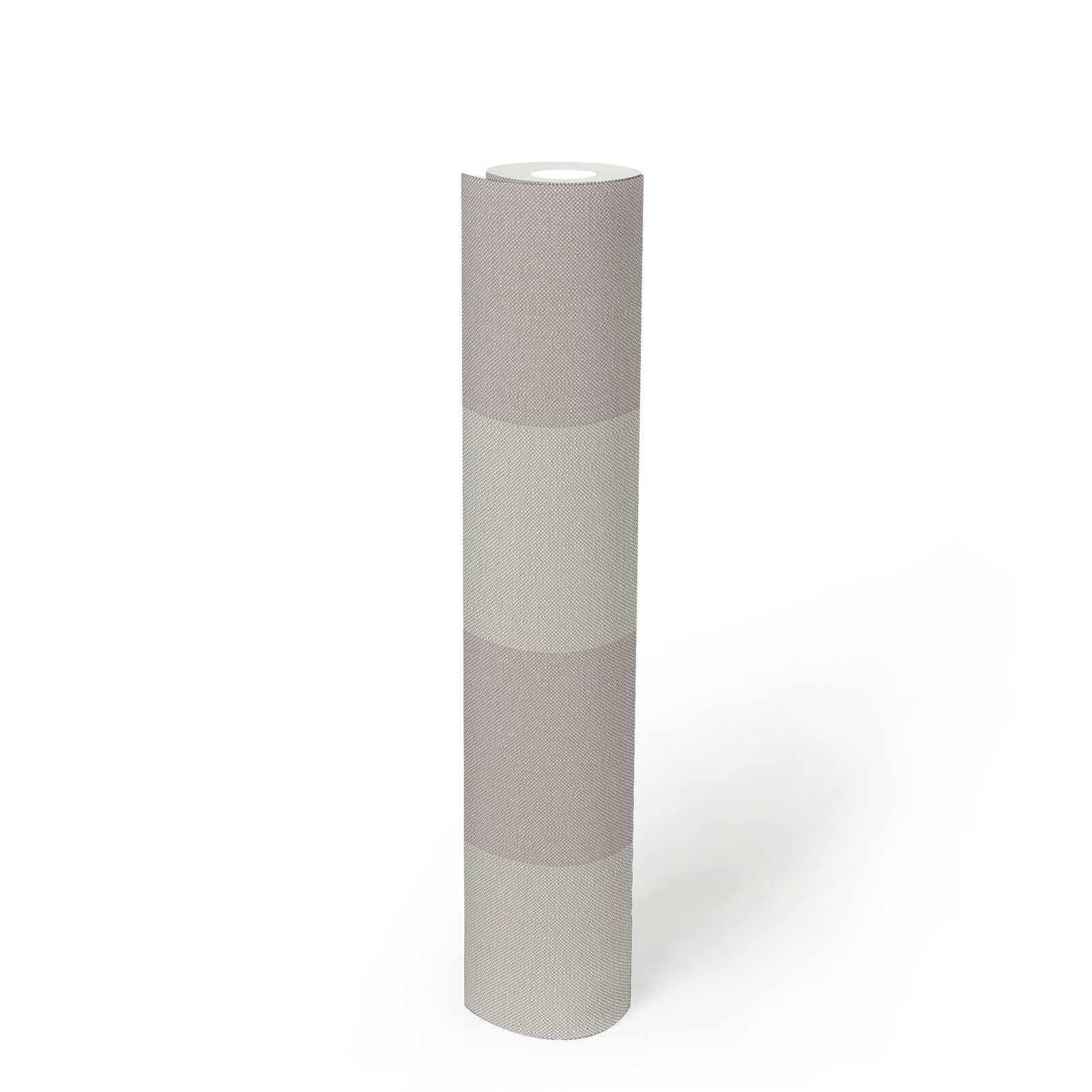             Papel pintado no tejido con aspecto de rayas en bloque texturizadas - beige, crema, gris
        