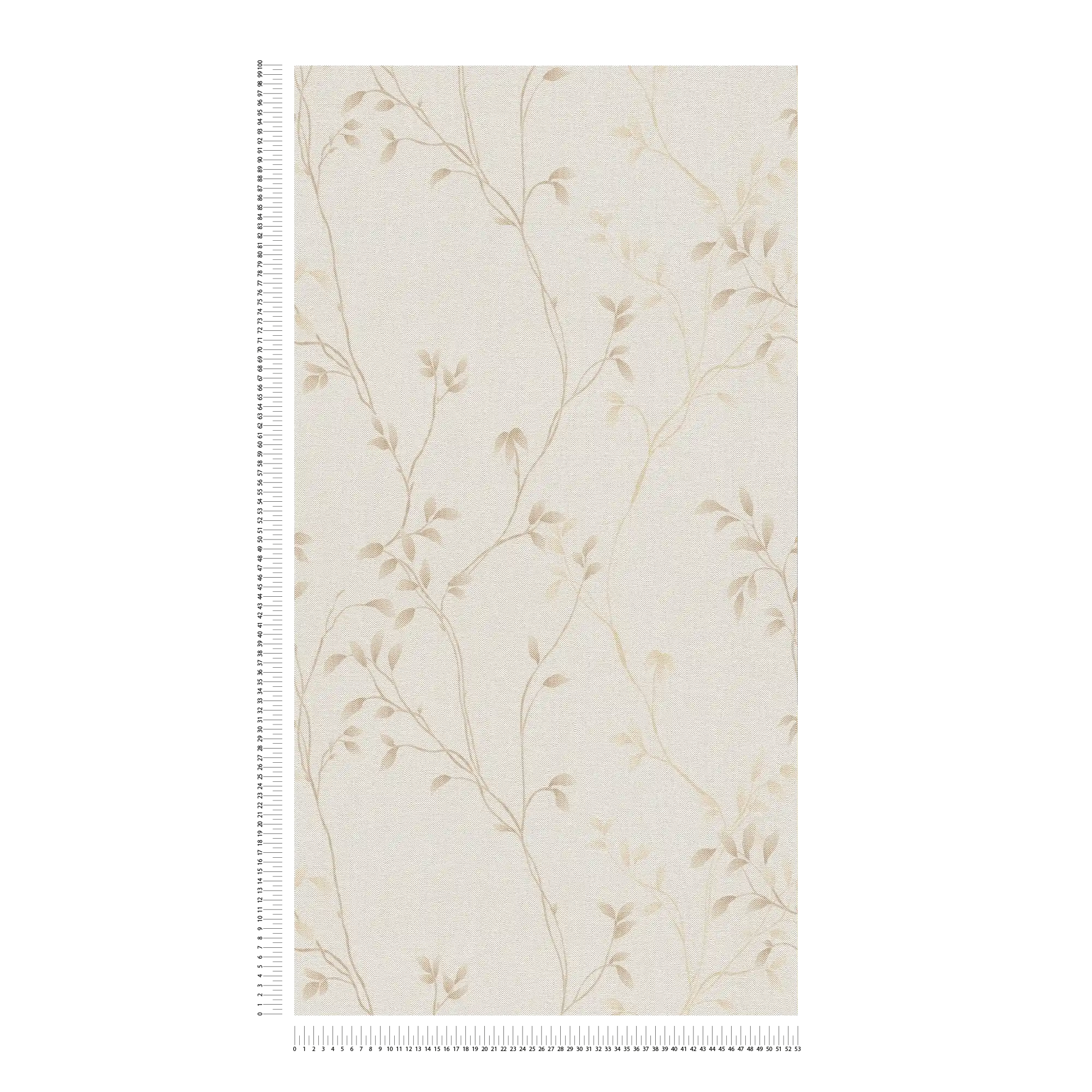             Non-woven wallpaper with subtle tendril pattern and textile surface - beige, cream, brown
        