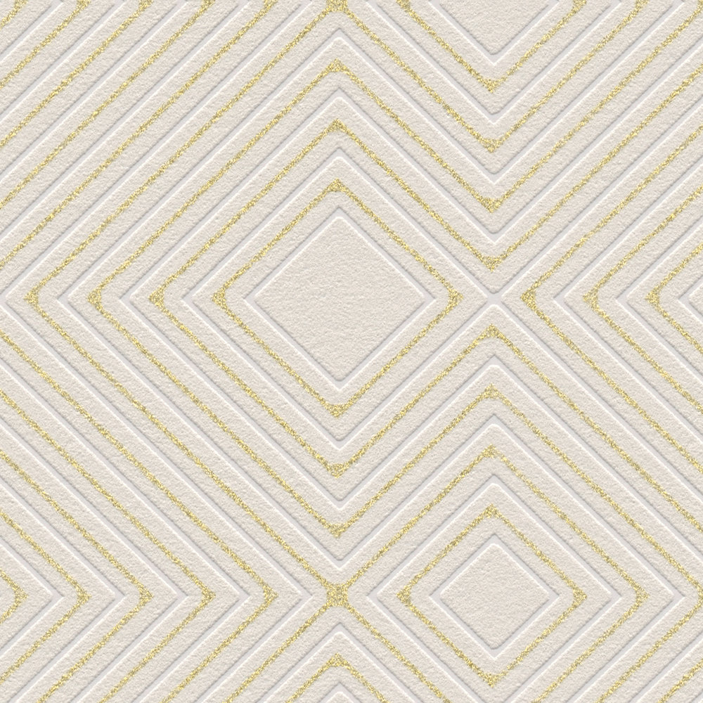             Wallpaper with geometric design & glitter - beige
        