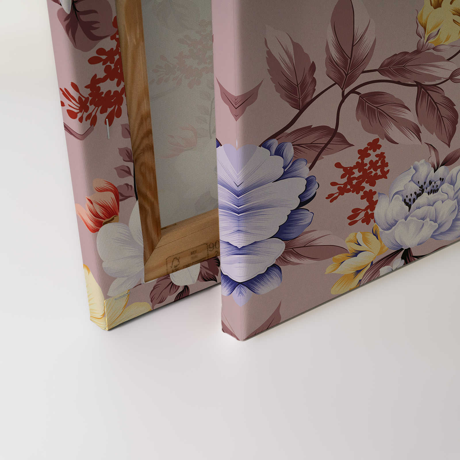             Lienzo floral con flores y hojas - 90 cm x 60 cm
        