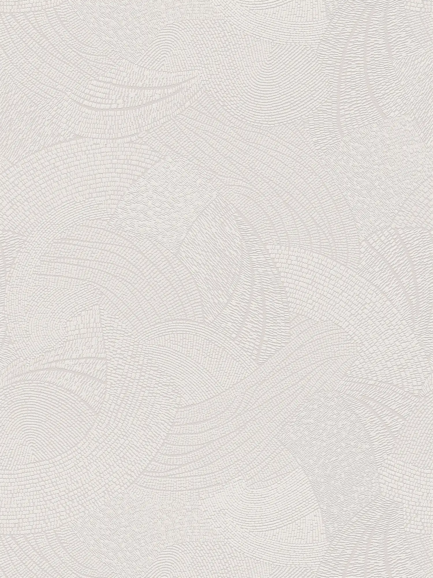 Papel pintado tejido-no tejido con motivo gráfico ondulado - gris, blanco
