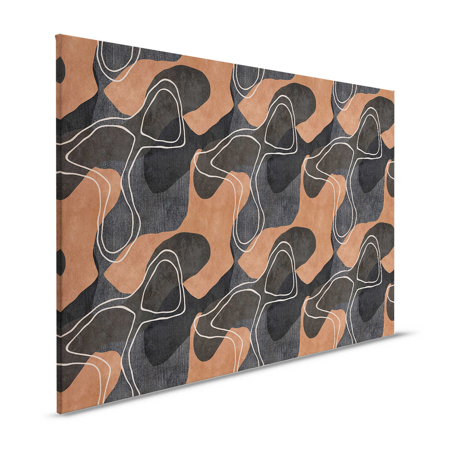 Terra 1 - Lienzo etno con diseño abstracto en tonos tierra - 1,20 m x 0,80 m

