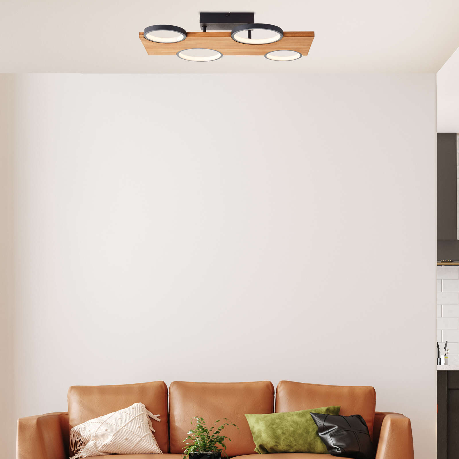             Wooden ceiling light - Elena 3 - Brown
        