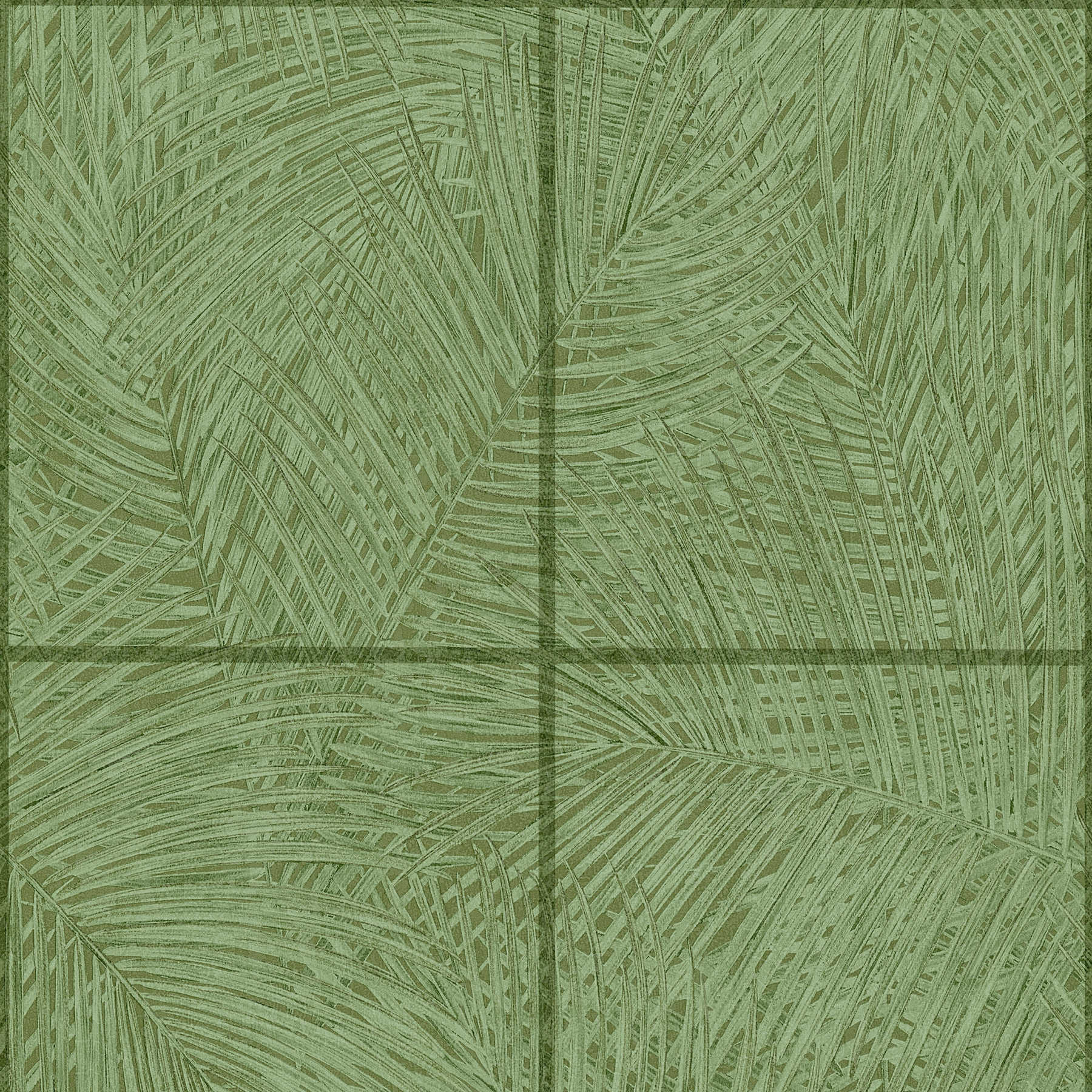         Wallpaper with tile design & leaf motif - green
    