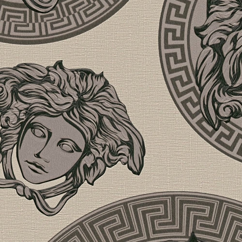             VERSACE wallpaper Medusa design - beige, grey, black
        