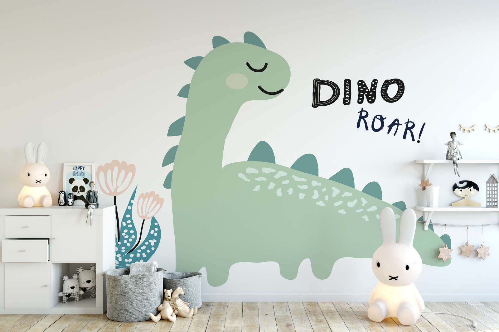             papier peint en papier avec dinosaure peint - intissé lisse & légèrement brillant
        