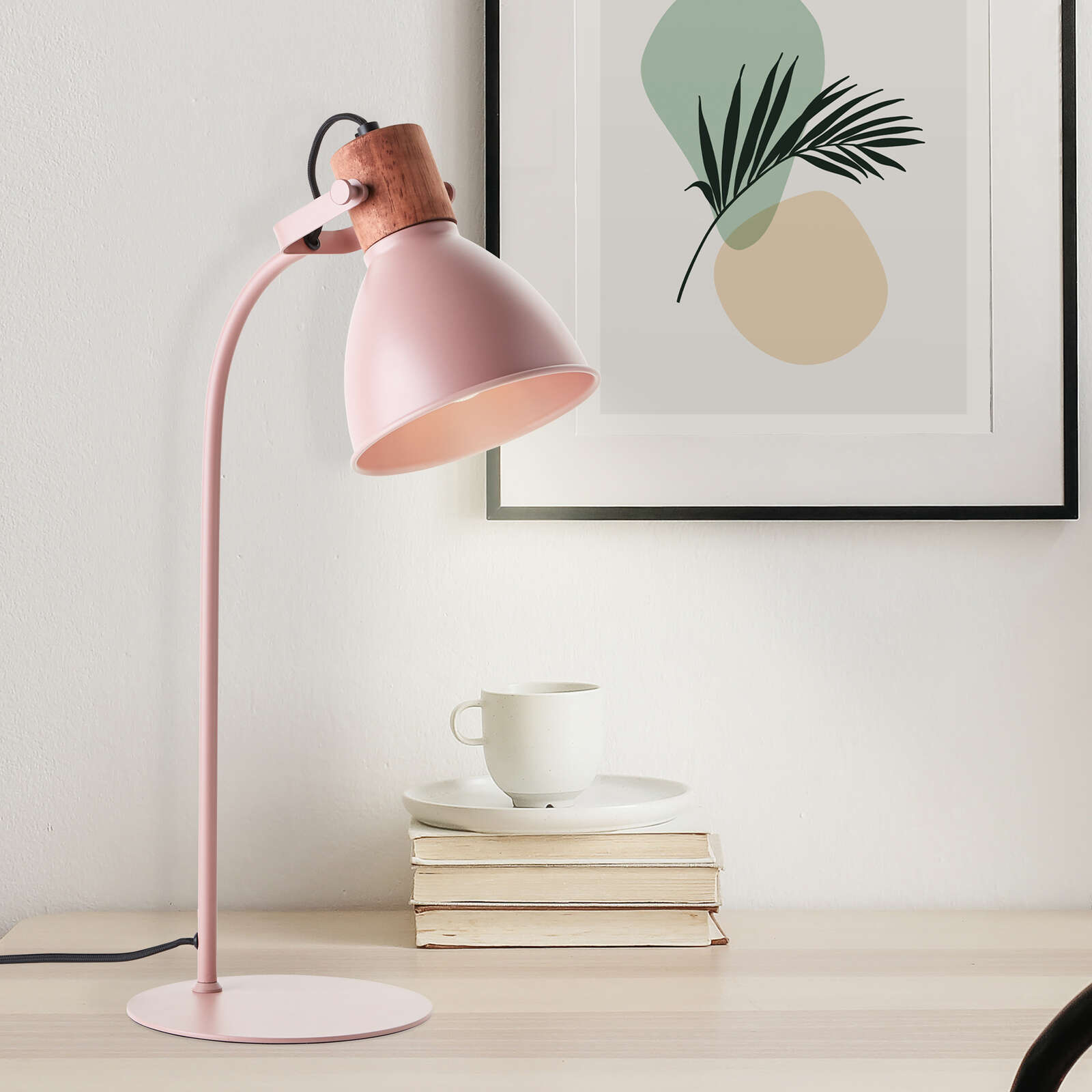             Lámpara de mesa de madera - Franziska 1 - Rosa
        