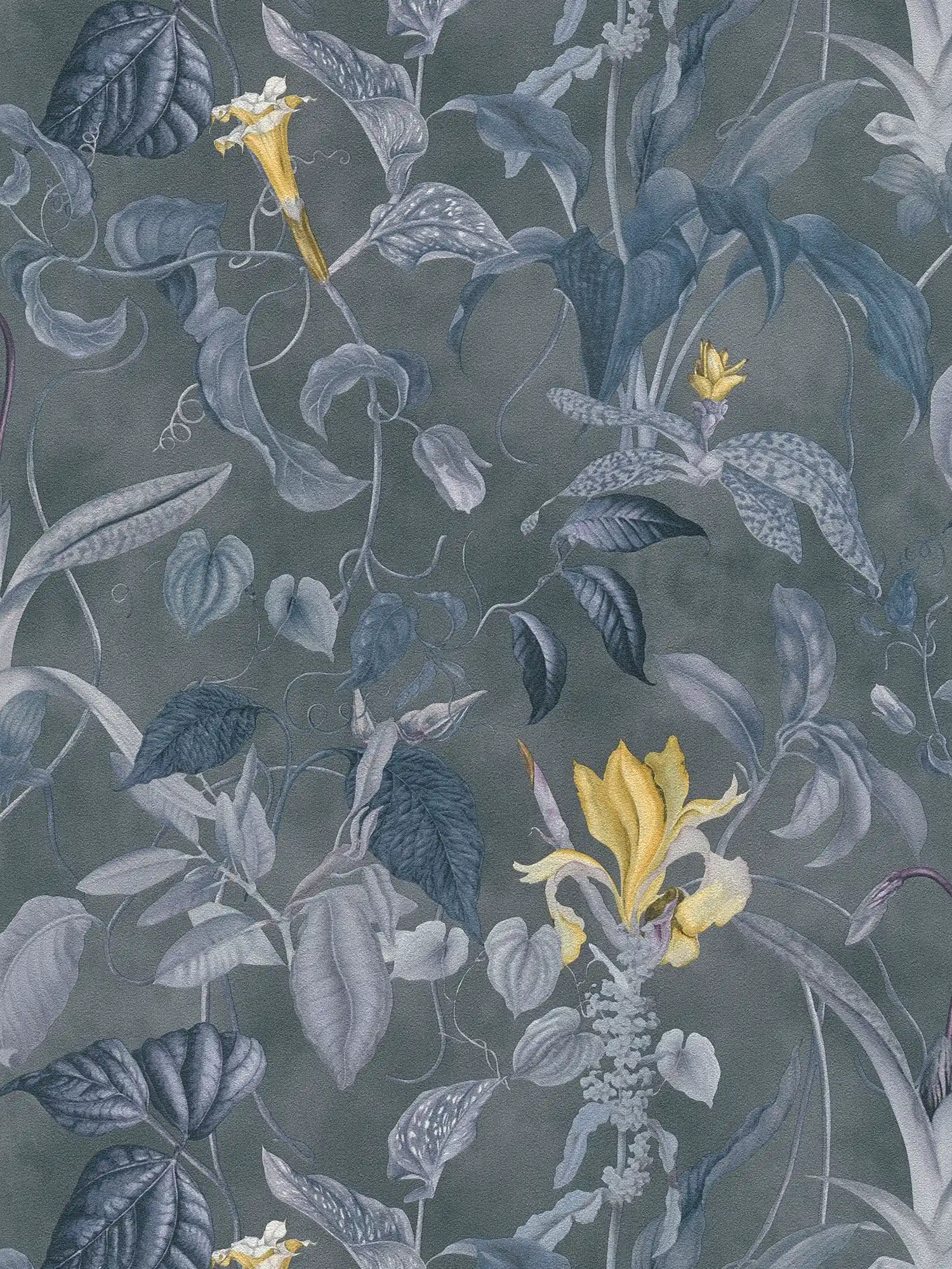         Papier peint fleurs tropicales gris-bleu, design by MICHALSKY
    