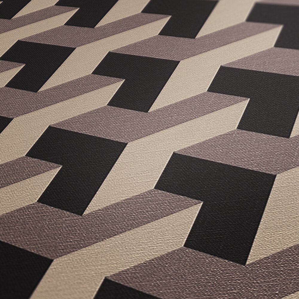             Daniel Hechter non-woven wallpaper with a retro geographical pattern in a soft colour tone - beige, black, metallic
        