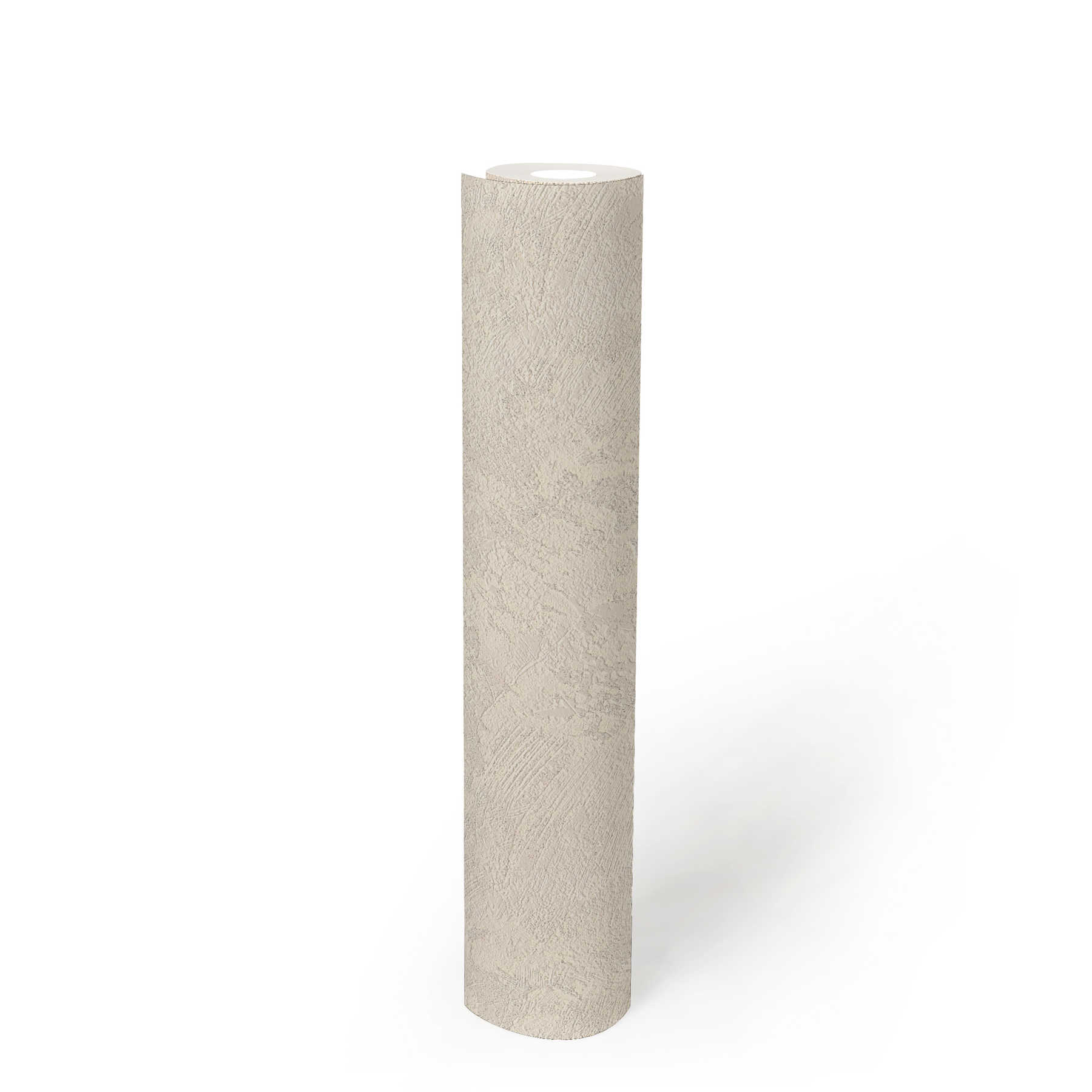             Papier peint intissé imitation crépi avec hachures rustiques - crème, gris
        