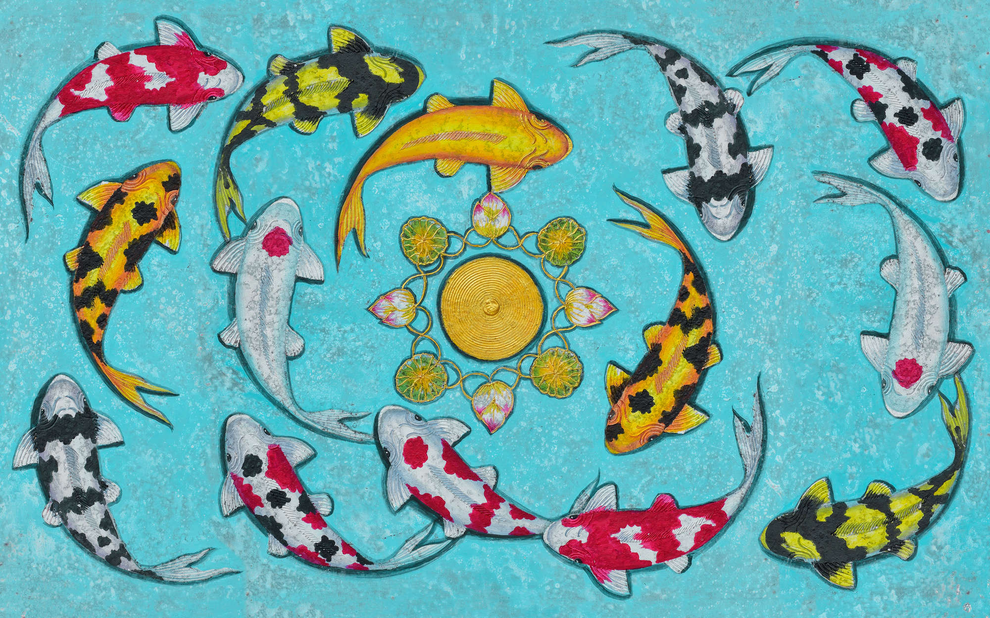             Opera d'arte murale con pesci - vello liscio opaco
        