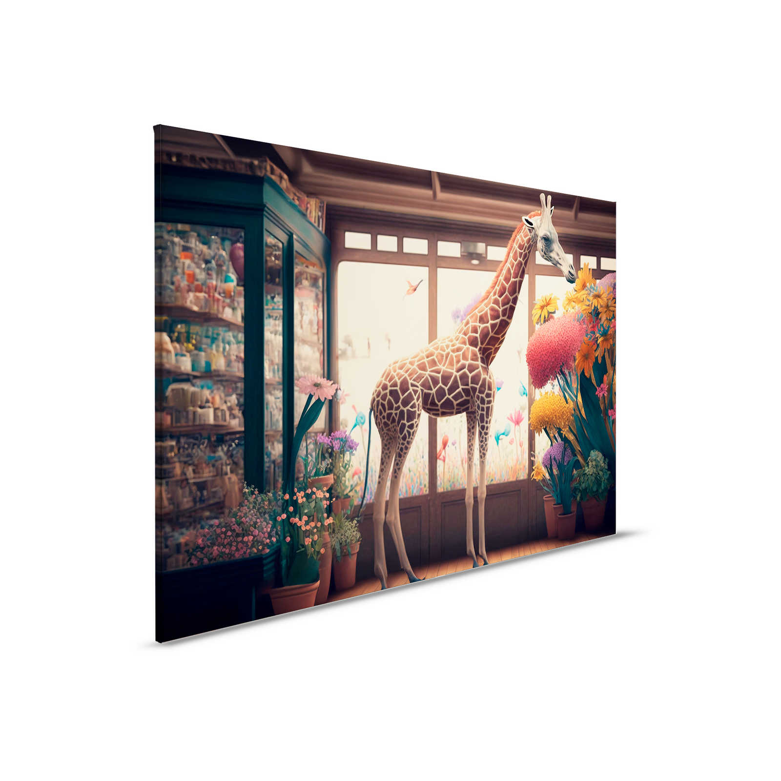 KI Canvas painting »flower giraffe« - 90 cm x 60 cm
